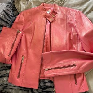 Peach leather jacket